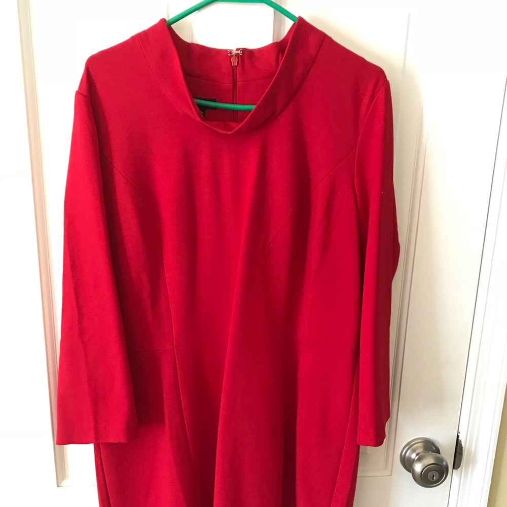 NWT Talbots 3/4 Sleeve Red Knit Sheath Dress 12P